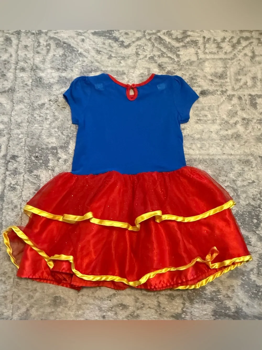 Supergirl Dress Girls 5T Superhero Costume Glitter Logo Red Blue Halloween
